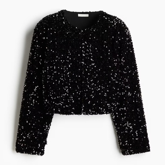 H&M Jackets & Blazers - H&M Black Sequin Jacket